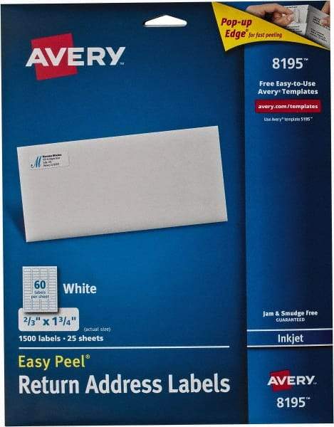 AVERY - 0.6" Wide x 1-3/4" Long, White Paper Return Address Label - For Inkjet Printers - Benchmark Tooling