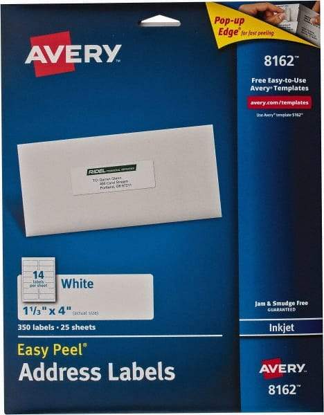 AVERY - 4" Long, White Paper Shipping Label - For Inkjet Printers - Benchmark Tooling