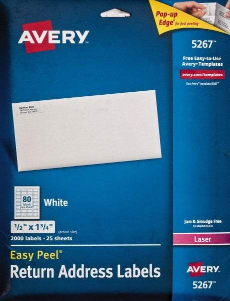 AVERY - 1-3/4" Long, White Paper Shipping Label - For Laser Printers - Benchmark Tooling