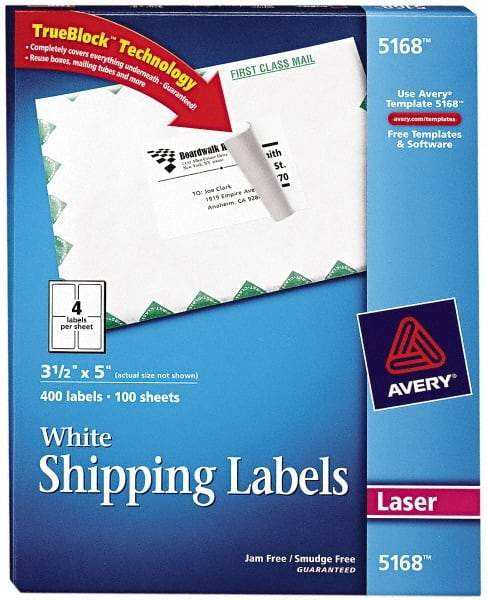 AVERY - 5" Long, White Paper Shipping Label - For Laser Printers - Benchmark Tooling