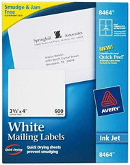 AVERY - 3.33" Wide x 4" Long, White Paper Shipping Label - For Inkjet Printers - Benchmark Tooling