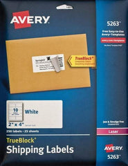 AVERY - 2" Wide x 4" Long, White Paper Shipping Label - For Laser Printers - Benchmark Tooling