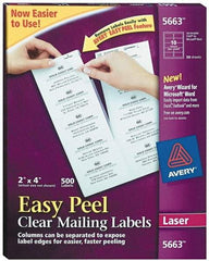 AVERY - 2" Wide x 4" Long, Clear Shipping Label - For Laser Printers - Benchmark Tooling