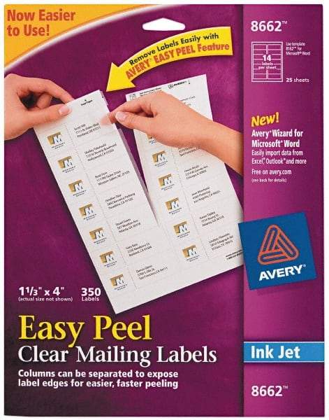 AVERY - 4" Long, Clear Shipping Label - For Inkjet Printers - Benchmark Tooling