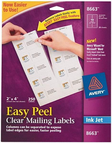 AVERY - 2" Wide x 4" Long, Clear Shipping Label - For Inkjet Printers - Benchmark Tooling