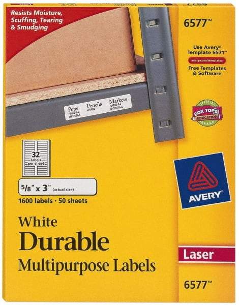 AVERY - 3" Long, White Paper Name Badge Labels - For Laser Printers - Benchmark Tooling