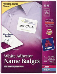 AVERY - 3-3/8" Long, White Paper Name Badge Labels - For Laser/Inkjet Printers - Benchmark Tooling