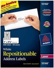 AVERY - 1" Wide x 2-5/8" Long, White Paper Shipping Label - For Laser Printers - Benchmark Tooling