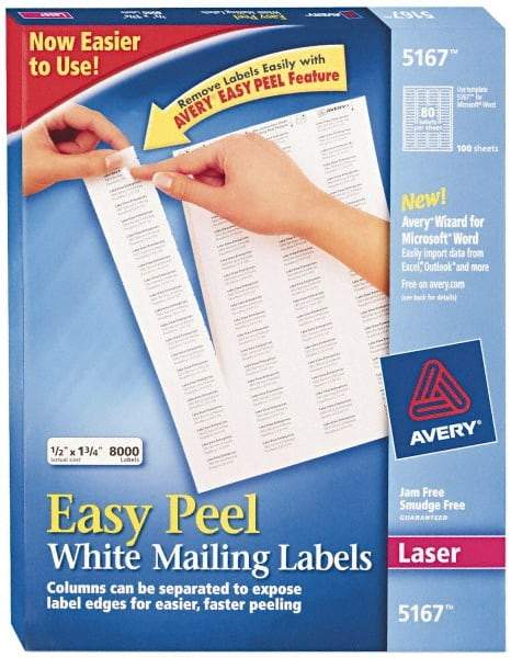 AVERY - 1-3/4" Long, White Paper Return Address Label - For Laser Printers - Benchmark Tooling