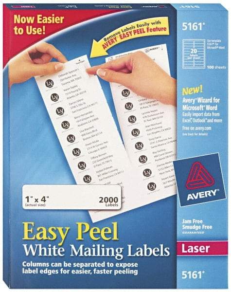 AVERY - 1" Wide x 4" Long, White Paper Shipping Label - For Laser Printers - Benchmark Tooling