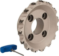 Iscar - 15 Inserts, 8" Cut Diam, 2-1/2" Arbor Diam, 0.492" Max Depth of Cut, Indexable Square-Shoulder Face Mill - 0/90° Lead Angle, 2-1/2" High, T490 LN.T 1306 Insert Compatibility, Series Helitang - Benchmark Tooling