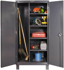 Durham - 4 Shelf Combination Storage Cabinet - Steel, 60" Wide x 24" Deep x 78" High, Gray - Benchmark Tooling