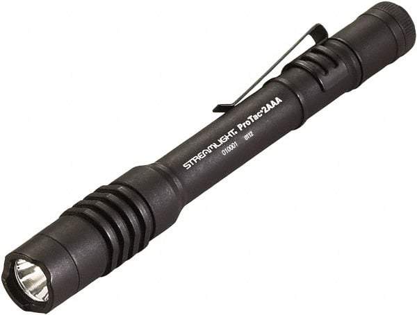 Streamlight - White LED Bulb, 130 Lumens, Industrial/Tactical Flashlight - Black Aluminum Body, 2 AAA Alkaline Batteries Included - Benchmark Tooling