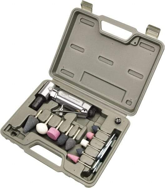 Ingersoll-Rand - 1/4" Spindle, 21,000 RPM, Front Exhaust Air Die Grinder Set - 24 CFM Air Consumption, 1/4 NPT Inlet, 1/4 hp - Benchmark Tooling