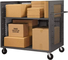 Durham - 2,000 Lb Capacity, 1 Shelf, 3-Sided Steel Truck - 30" Long x 48-1/2" Wide x 56-7/16" High, Phenolic Wheels - Benchmark Tooling
