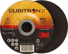 3M - 60 Grit, 4-1/2" Wheel Diam, 7/8" Arbor Hole, Type 27 Depressed Center Wheel - Ceramic, Resinoid Bond, S Hardness, 13,300 Max RPM - Benchmark Tooling