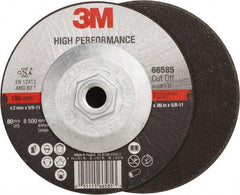 3M - 36 Grit, 7" Wheel Diam, Type 27 Depressed Center Wheel - Ceramic, Resinoid Bond, R Hardness, 8,500 Max RPM - Benchmark Tooling