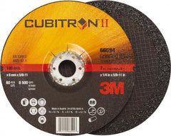 3M - 36 Grit, 7" Wheel Diam, 1/4" Wheel Thickness, Type 27 Depressed Center Wheel - Ceramic, Resinoid Bond, 8,500 Max RPM, Compatible with Angle Grinder - Benchmark Tooling