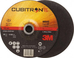3M - 60 Grit, 7" Wheel Diam, 7/8" Arbor Hole, Type 27 Depressed Center Wheel - Ceramic, Resinoid Bond, S Hardness, 8,500 Max RPM - Benchmark Tooling