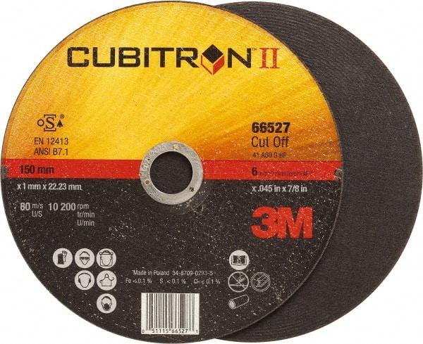 3M - 6" 60 Grit Ceramic Cutoff Wheel - 0.045" Thick, 7/8" Arbor, 10,200 Max RPM, Use with Angle Grinders - Benchmark Tooling