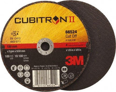 3M - 4" 36 Grit Ceramic Cutoff Wheel - 1/8" Thick, 3/8" Arbor, 19,100 Max RPM, Use with Angle Grinders - Benchmark Tooling