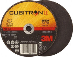 3M - 4" 36 Grit Ceramic Cutoff Wheel - 0.06" Thick, 3/8" Arbor, 19,100 Max RPM, Use with Angle Grinders - Benchmark Tooling