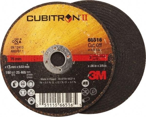 3M - 3" 36 Grit Ceramic Cutoff Wheel - 0.06" Thick, 3/8" Arbor, 25,465 Max RPM, Use with Angle Grinders - Benchmark Tooling
