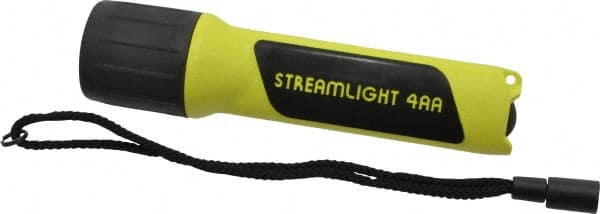 Streamlight - Xenon Bulb, 34 Lumens, Industrial/Tactical Flashlight - Black, Yellow Plastic Body, 4 AA Alkaline Batteries Included - Benchmark Tooling