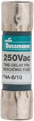 Cooper Bussmann - 250 VAC, 0.6 Amp, Time Delay Pin Indicator Fuse - Fuse Holder Mount, 1-1/2" OAL, 10 at 125 V kA Rating, 13/32" Diam - Benchmark Tooling