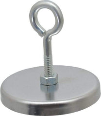 Mag-Mate - 41 Lb Max Pull Force, 3/8" Overall Height, 2.63" Diam, Ceramic Cup Magnet - Loop Style, Chrome Plated - Benchmark Tooling