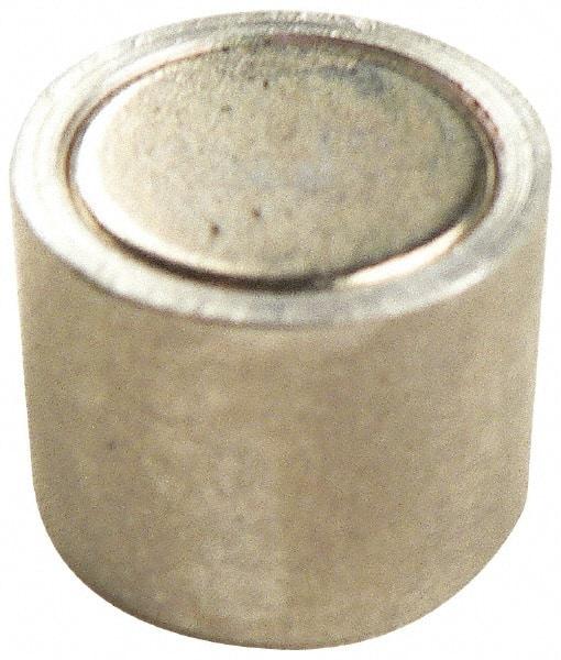 Mag-Mate - 6-32 Thread, 1/4" Diam, 1/2" High, 0.13 Lb Average Pull Force, Neodymium Rare Earth Pot Magnet - 1/4" Tapped Hole Depth, Nickel Plated, Aluminum Insulated - Benchmark Tooling