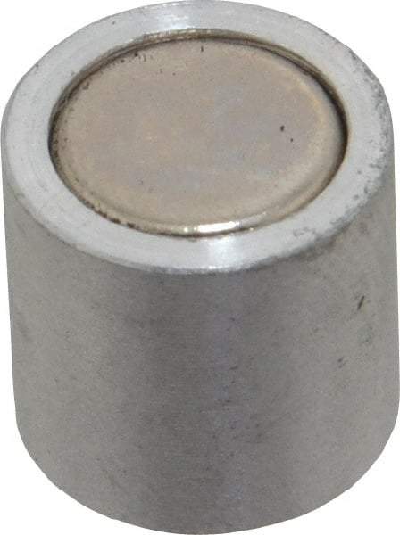 Mag-Mate - 10-24 Thread, 1/2" Diam, 1/2" High, 1.33 Lb Average Pull Force, Neodymium Rare Earth Pot Magnet - 1/4" Tapped Hole Depth, Nickel Plated, Aluminum Insulated - Benchmark Tooling