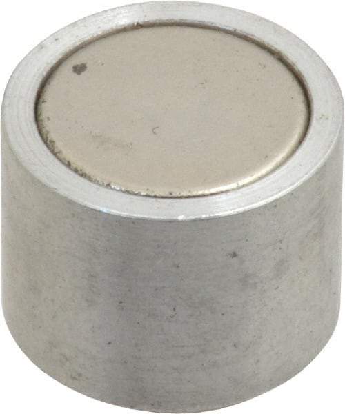 Mag-Mate - 10-24 Thread, 5/8" Diam, 1/2" High, 2.18 Lb Average Pull Force, Neodymium Rare Earth Pot Magnet - 1/4" Tapped Hole Depth, Nickel Plated, Aluminum Insulated - Benchmark Tooling