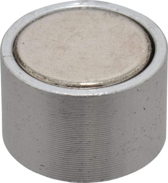 Mag-Mate - 10-24 Thread, 3/4" Diam, 1/2" High, 3 Lb Average Pull Force, Neodymium Rare Earth Pot Magnet - 1/4" Tapped Hole Depth, Nickel Plated, Aluminum Insulated - Benchmark Tooling