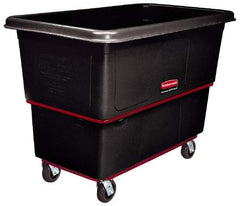 Rubbermaid - 1,000 Lb Load Capacity, 16 Cu Ft, Polyethylene Utility Truck - 31" Wide x 44-3/8" Long x 38-1/4" High, Black - Benchmark Tooling