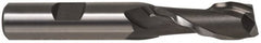 Weldon - 3/4" Diam, 3" LOC, 2 Flute High Speed Steel Roughing & Finishing Square End Mill - Uncoated, 5-1/4" OAL, 3/4" Shank Diam, Weldon Shank, 30° Helix, Centercutting - Benchmark Tooling