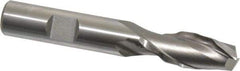 Weldon - 1/2" Diam, 1-1/4" LOC, 2 Flute High Speed Steel Roughing & Finishing Square End Mill - Uncoated, 3-1/4" OAL, 1/2" Shank Diam, Weldon Shank, 30° Helix, Centercutting - Benchmark Tooling