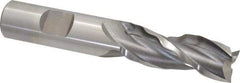 Weldon - 5/8" Diam, 1-5/8" LOC, 3 Flute High Speed Steel Roughing & Finishing Square End Mill - Uncoated, 3-3/4" OAL, 5/8" Shank Diam, Weldon Shank, 30° Helix, Centercutting - Benchmark Tooling