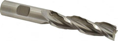 Weldon - 5/8" Diam, 2-1/2" LOC, 3 Flute High Speed Steel Roughing & Finishing Square End Mill - Uncoated, 4-5/8" OAL, 5/8" Shank Diam, Weldon Shank, 30° Helix, Centercutting - Benchmark Tooling