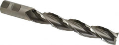 Made in USA - 1" Diam, 6" LOC, 3 Flute High Speed Steel Roughing & Finishing Square End Mill - Uncoated, 8-1/2" OAL, 1" Shank Diam, Weldon Shank, 30° Helix, Centercutting - Benchmark Tooling