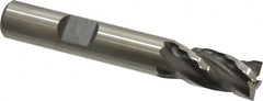 Weldon - 3/8" Diam, 3/4" LOC, 4 Flute High Speed Steel Roughing & Finishing Square End Mill - Uncoated, 2-1/2" OAL, 3/8" Shank Diam, Weldon Shank, 30° Helix, Non-Centercutting - Benchmark Tooling