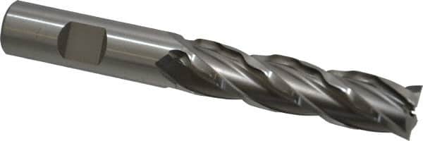 Weldon - 5/8" Diam, 2-1/2" LOC, 4 Flute High Speed Steel Roughing & Finishing Square End Mill - Uncoated, 4-5/8" OAL, 5/8" Shank Diam, Weldon Shank, 30° Helix, Non-Centercutting - Benchmark Tooling