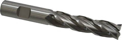Weldon - 5/8" Diam, 2-1/2" LOC, 4 Flute High Speed Steel Roughing & Finishing Square End Mill - Uncoated, 4-5/8" OAL, 5/8" Shank Diam, Weldon Shank, 30° Helix, Non-Centercutting - Benchmark Tooling