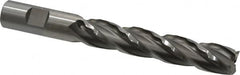Weldon - 3/4" Diam, 4" LOC, 4 Flute High Speed Steel Roughing & Finishing Square End Mill - Uncoated, 6-1/4" OAL, 3/4" Shank Diam, Weldon Shank, 30° Helix, Non-Centercutting - Benchmark Tooling
