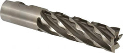 Weldon - 1-1/4" Diam, 4" LOC, 6 Flute High Speed Steel Roughing & Finishing Square End Mill - Uncoated, 6-1/2" OAL, 1-1/4" Shank Diam, Weldon Shank, 30° Helix, Non-Centercutting - Benchmark Tooling
