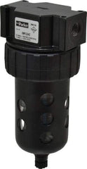 Parker - 1/4" Port, 6.22" High x 2.81" Wide Intermediate Filter with Polycarbonate Bowl, Manual Drain - 53 SCFM, 150 Max psi, 125°F Max Temp, Modular Connection, Bowl Guard, 4.4 oz Bowl Capacity - Benchmark Tooling