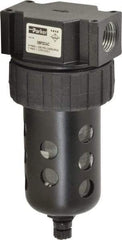 Parker - 1/2" Port, 6.22" High x 2.81" Wide Intermediate Filter with Polycarbonate Bowl, Manual Drain - 85 SCFM, 150 Max psi, 125°F Max Temp, Modular Connection, Bowl Guard, 4.4 oz Bowl Capacity - Benchmark Tooling