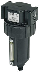 Parker - 1/2" Port, 6.22" High x 2.81" Wide Intermediate Filter with Metal Bowl, Manual Drain - 85 SCFM, 250 Max psi, 175°F Max Temp, Sight Glass Included, Modular Connection, 4.4 oz Bowl Capacity - Benchmark Tooling