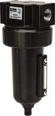 Parker - 1/2" Port, 7.67" High x 3.24" Wide Standard Filter with Metal Bowl, Manual Drain - 130 SCFM, 250 Max psi, 175°F Max Temp, Sight Glass Included, Modular Connection, 7.2 oz Bowl Capacity - Benchmark Tooling