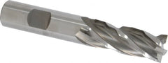 Weldon - 5/8" Diam, 1-5/8" LOC, 4 Flute High Speed Steel Roughing & Finishing Square End Mill - Uncoated, 3-3/4" OAL, 5/8" Shank Diam, Weldon Shank, 30° Helix, Centercutting, Regular Length - Benchmark Tooling